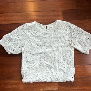 Lace short sleeve bubble hem top